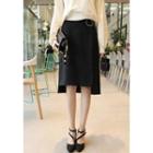 Studded-accent Slit-front Skirt