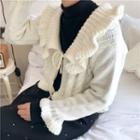 Cropped Open-front Cable Knit Cardigan