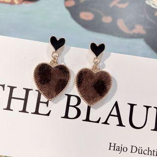 925 Sterling Silver Leopard Print Heart Drop Earring 1 Pair - E849 - One Size
