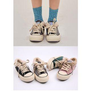 Faux-fur Trim Faux-suede Sneakers