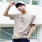 Crew-neck Dog Print T-shirt
