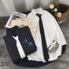 Long-sleeve Striped Shirt With Tie