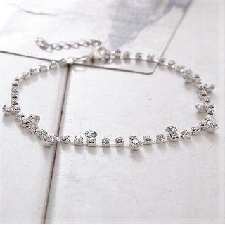 Rhinestone Anklet Silver - One Size
