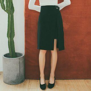 Slit A-line Midi Skirt