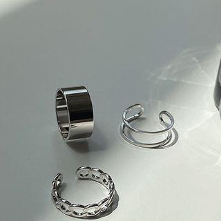 Alloy Open Ring Set Of 3 - Silver - One Size