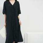 V-neck Buttoned Long Dress
