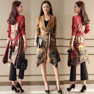 Tie-waist Printed Coat
