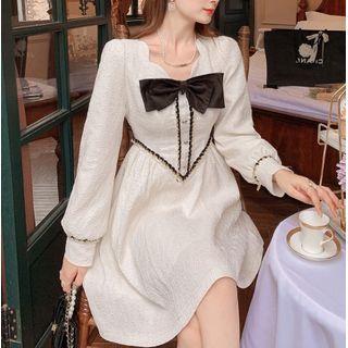 Set: Braided Bow Jacket + Midi A-line Skirt