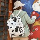 Cow Print Canvas Backpack White - One Size