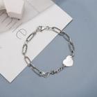 925 Sterling Silver Heart Bracelet Brs156 - One Size