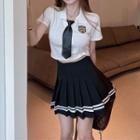Logo Embroidered Polo Shirt / Pleated Mini A-line Skirt (various Designs)