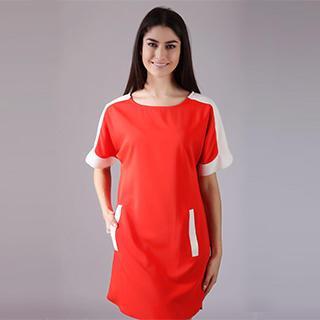 Short-sleeve Contrast-trim Dress