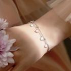 Heart Layered Sterling Silver Bracelet Pink & White - One Size