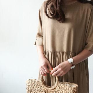 Linen Blend A-line Long Dress