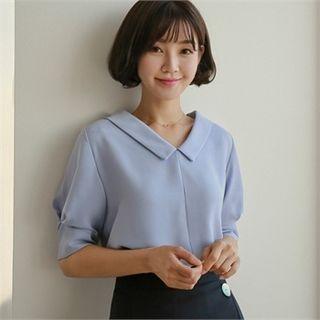 V-neck Pintuck-sleeve Top