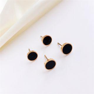 Circle Stud Earring 1 Pair - Black - One Size