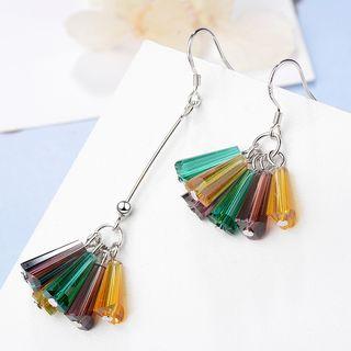 Non-matching Faux Crystal Fringed Earring 1 Pair - As Shown In Figure - One Size