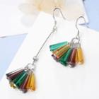 Non-matching Faux Crystal Fringed Earring 1 Pair - As Shown In Figure - One Size