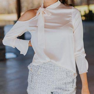 One Shoulder Ribbon Blouse