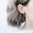 925 Sterling Silver Leaf Stud Earring 1 Pair - X735 - Black - One Size