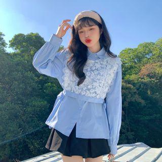 Set: Lace Vest + Plain Shirt