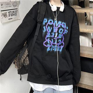 Rabbit Print Lettering Sweatshirt
