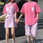 Couple Matching T-shirt / T-shirt Dress / Tie-dye Print Shorts / Mini A-line Skirt