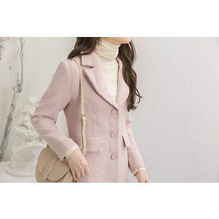 Notch Lapel Ruffle Hem Single-breasted Coat