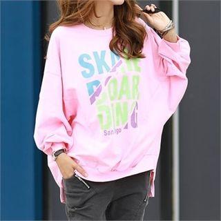 Letter-printed Batwing-sleeve Sweatshirt
