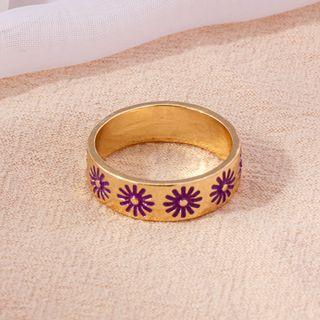 Flower Alloy Ring R787 - Gold - Size 7