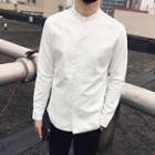 Stand Collar Plain Shirt