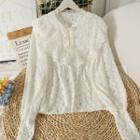 Ruffled Frog-button Lace Blouse