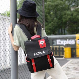 Lettering Flap Canvas Backpack