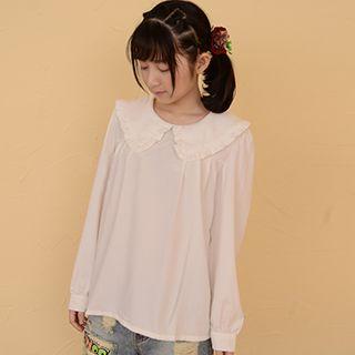 Long-sleeve Frilled Collar Blouse
