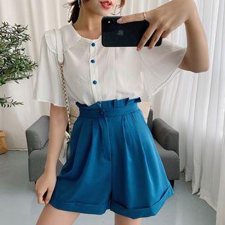 Sleeveless Blouse / Short-sleeve Blouse / A-line Skirt / High-waist Shorts / Set