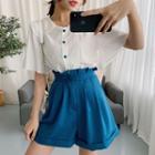 Sleeveless Blouse / Short-sleeve Blouse / A-line Skirt / High-waist Shorts / Set
