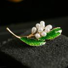 Faux Pearl Leaf Brooch Pin As Shown In Figure - One Size