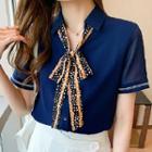 Short-sleeve Contrast Tie Shirt