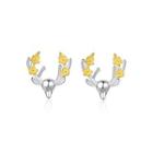 Sterling Silver Simple Cute Christmas Elk Stud Earrings Silver - One Size