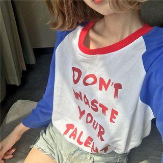 Color-block Letter-printed T-shirt
