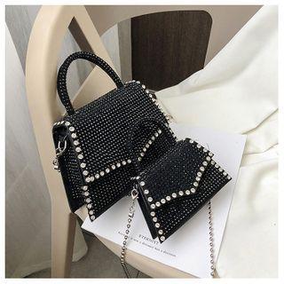 Rhinestone Top Handle Chain Crossbody Bag