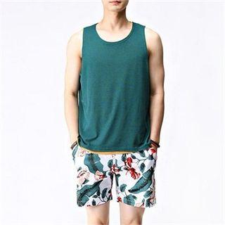 Linen-blend Sleeveless T-shirt