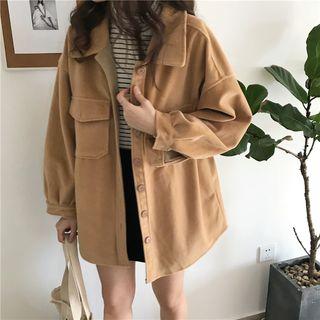 Dual-pocket Buttoned Jacket Khaki - One Size