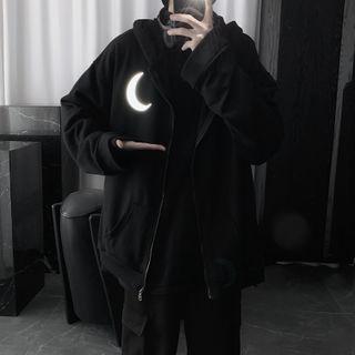 Crescent Print Zip Hoodie