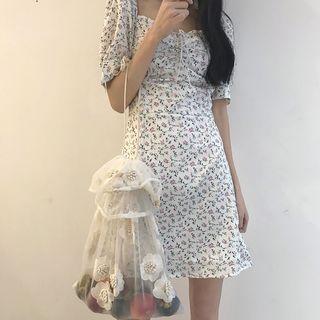Floral Applique Organza Tote Bag As Shown In Figure - One Size
