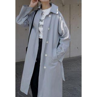 Button Trench Coat Blue - One Size