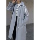 Button Trench Coat Blue - One Size