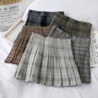 High-waist Pleated Checker Mini Skirt