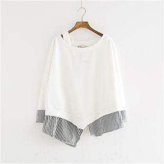 Long-sleeve Striped Trim Top