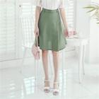 Pleated-front A-line Skirt With Belt